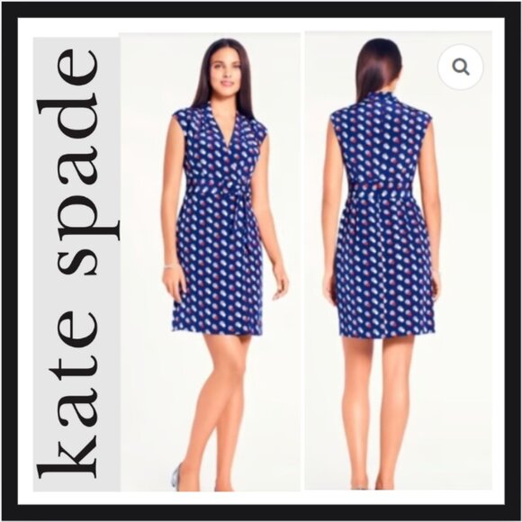 KATE SPADE | Villa Polka Dot Faux Wrap Silk Dress - Picture 1 of 4